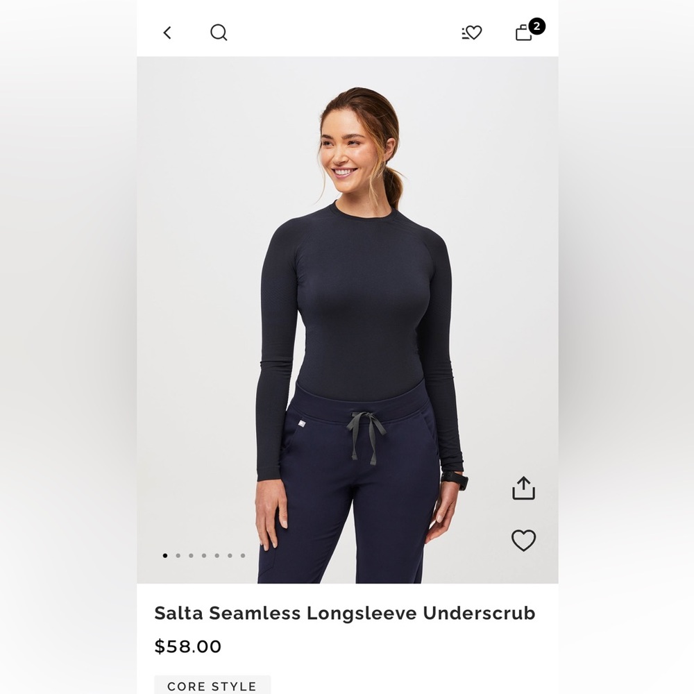 Figs Salta Seamless Longsleeve Underscrub in Navy size medium